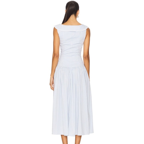 LPA Brigette Midi Dress in Dark Blue Gingham - Picture 8 of 8